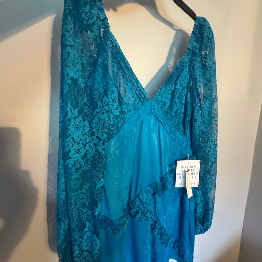 Free People Teal Lace dress